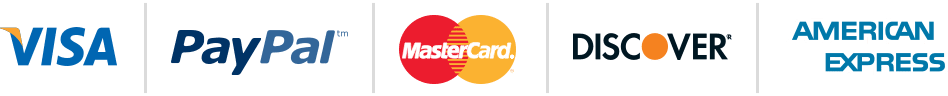Secure Payment Methods - Visa, PayPal, Mastercard, Discover, American Express