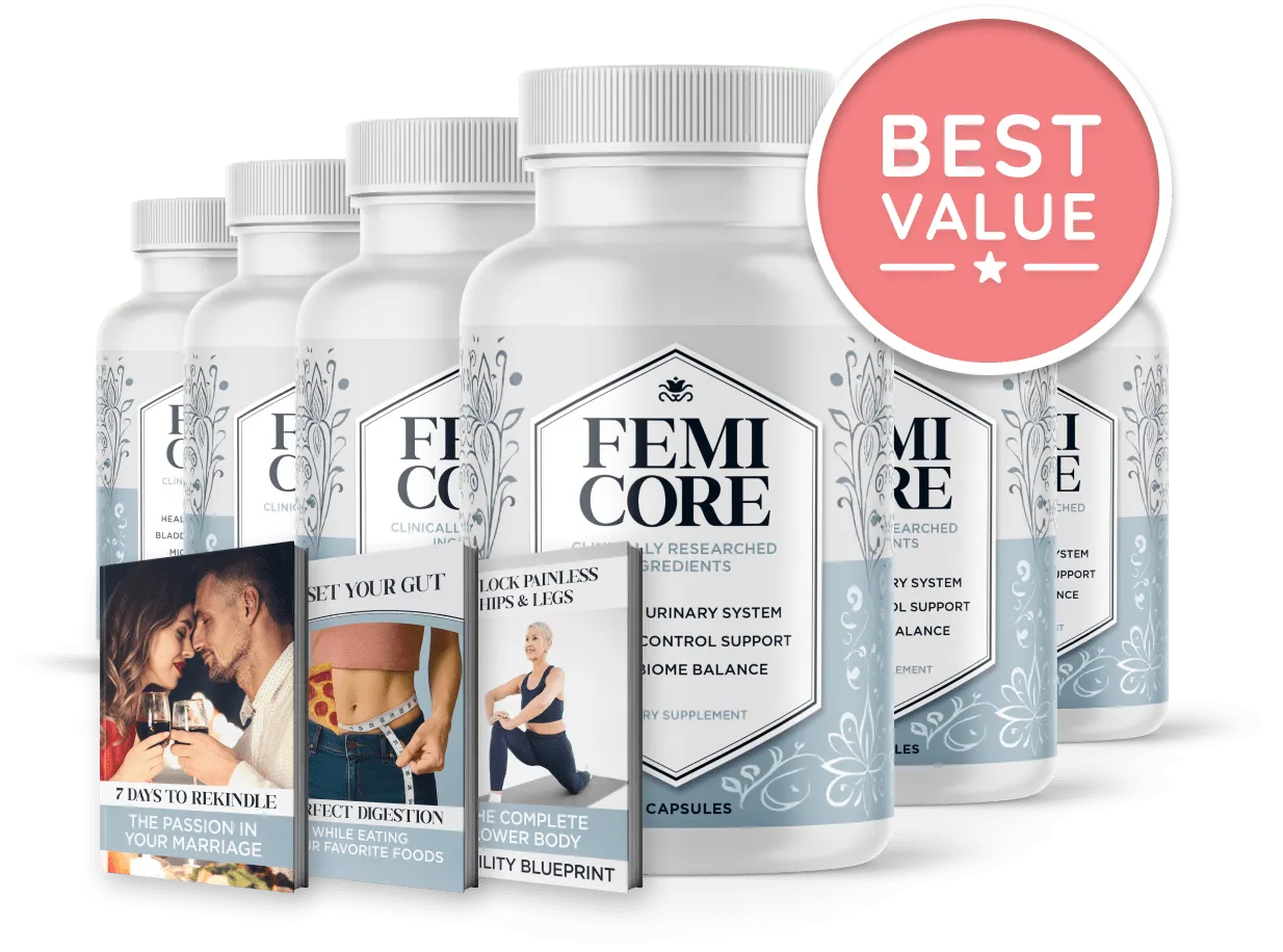 FemiCore 6 Bottle Best Value Package - most popular for long-term urinary health