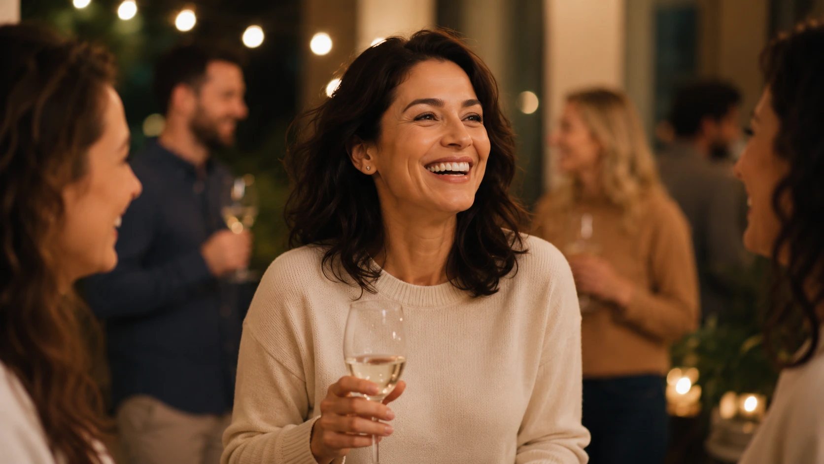 Woman enjoying social activities without bladder anxiety after taking FemiCore